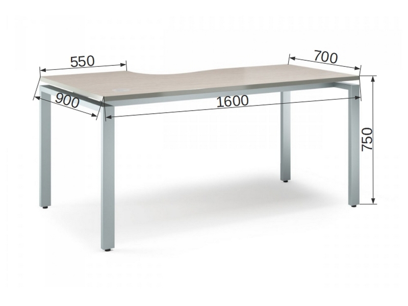 Мебель для персонала на металлокаркасе VITA-M V-1.6.1М-L Стол эргономичный лев.
