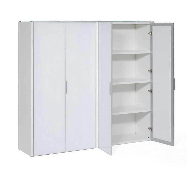 Кабинет премиум класса Kyo GALA Шкаф для бумаг, 2дв.ЛДСП, 2 дв.стекло