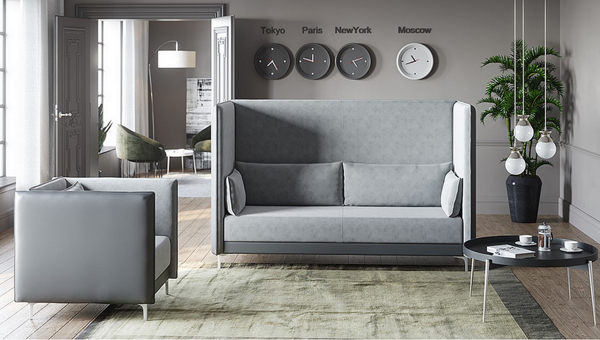 Офисный диван из кожзама Графит - вид 17